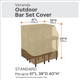 Classic Accessories Veranda Water-Resistant 41 Inch Outdoor Bar Set Cover, Patio Furniture Covers