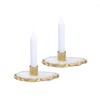 Classic Touch Decorium Flat White Agate Stone Candle Holder with