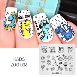 KADS Cute Nail Stamping Plate Template Image Design Plates for Nail Art Decoration and DIY Cute Dragon (ZOO006)