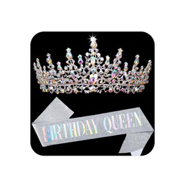 COCIDE "BIRTHDAY QUEEN Birthday Sash for Women Birthday Tiaras for Girls Birthday Decorations Set Rhinestone Headband Hair Accessories Glitter Crown for Party Supplies