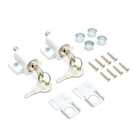 2 Pcs White Sliding Patio Door Lock, Sliding Door Lock for Additional Security. Supplied with Fixtures and Fittings. Universal Lock Suitable for Most Door Types., 45 x 47 x 25mm