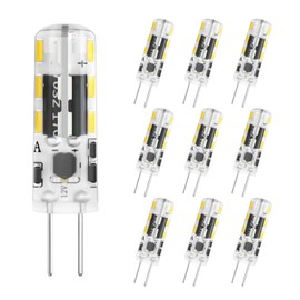 DiCUNO G4 LED Bulb 1.2W, AC/DC 12V T3 10W Halogen Bulb Equivalent, 120LM Daylight White 6000K Non-dimmable JC Bi-pin G4 Base Light, for Landscape Chandelier Home Lighting (10-Pack)