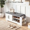 GRUSIGN 39.6" Shoe Storage Bench with Cushion, Entryway Shoe Cabinet,