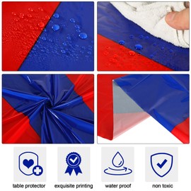 Oudain Christmas Disposable Plastic Tablecloths 54" x 108" for Rectangle Tables Cloths Waterproof Table Cover for Thanksgiving Day Wedding Birthdays Decoration(Red, Blue,6 Pcs)