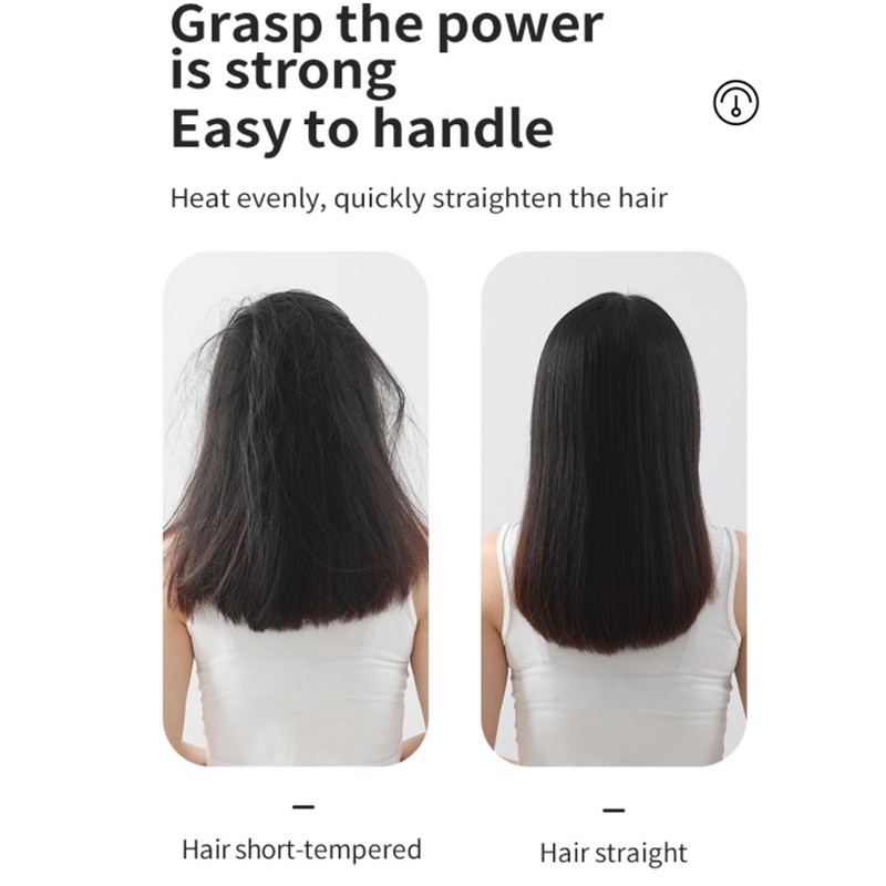 Negative Ion Hair Straightener Brush LCD Display Dual Use Heated