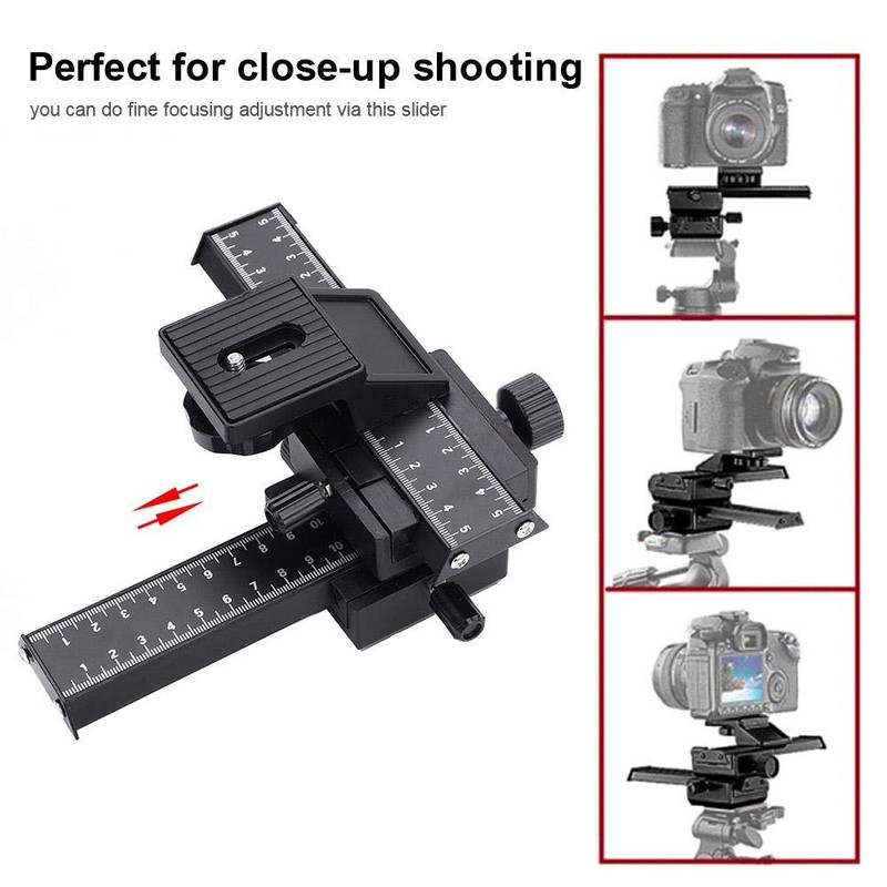 Camera Slider Dual Axis 4-Way Macro Rail Focusing Rail Slider,