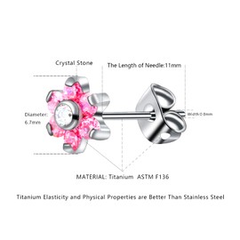 Titanium Cubic Zirconia CZ Stud Earrings, Hypoallergenic Classic Earrings for Women Girls Cartilage Earrings Sensitive Ears (Pack of 2), Titanium, Cubic Zirconia