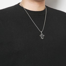 HZMAN Cross Necklace for Men Women High Polished Stainless Steel Minimalist Small Cross Pendant Christian Faith Jewelry Gift (Silver Black)