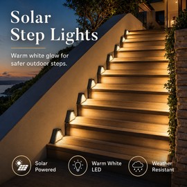 Solar Step Lights for Outdoor Stairs – Warm White LED Pathway Lamps for Gardens, Walkways & Decks