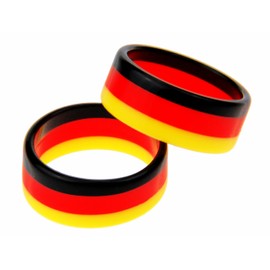 MTS shoecare Fan Rings Finger Rings Fan Jewellery Germany Black/Red/Gold for Men and Women Set of 2 (54/17.2 mm)