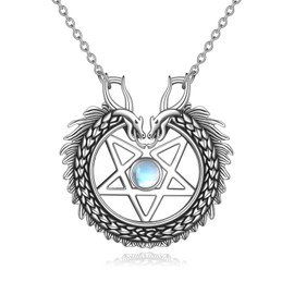 VENACOLY Owl/Snail Necklace Sterling Silver Animal Necklace Jewellery Mother's Day Gift for Women Girls, Sterling Silver, Moonstone