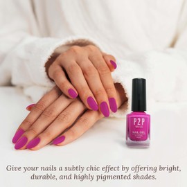 P2P Nails Vegan Purple Nail Gel Polish - Quick Dry Nail Polish - Smooth Texture Nail Gel in Vibrant Colors - Natural Shine Scratch Free Gel Polish (Pink Punch)