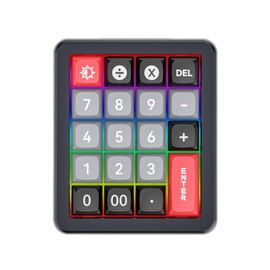 TISHLED Aluminum Mechanical Numpad Programmable Macro Keypad RGB LED Backlit Hot Swappable Number Pad 19-Key NKRO Linear Red Switches Numeric Keyboard Wired USB-C for PC/Laptop/Win/Mac, Black