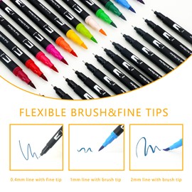 Artecho Dual Tip Markers 120 Colors, Coloring Markers for Adult Coloring Books No Bleeding, Fine and Brush Tip Markers for Adults Coloring Books, Calligraphy, Drawing, Sketching