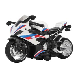 Kids Pull Back Motorcycle Toy Sound Light Effects High Simulation Alloy Motorcycle Model White