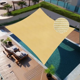 KANAGAWA 9'X12' Customize Beige Sun Shade Sail UV Block 185 GSM KWS11 Commercial Rectangle Outdoor Covering for Backyard,Carport, Pergola (Customized Available)