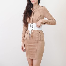 LumiSyne Women's Lace Up Corset Belt Elastic Wide Belt Press Stud Design Fashion Ruffle Trim Stretch Waist Belt Vintage Cinch Belt For Dress Jumpsuit Coat, White lacing