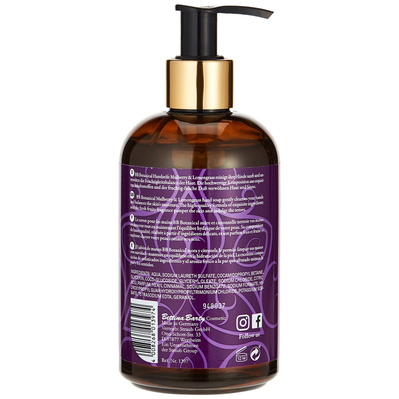 Bettina Barty Botanical Mulberry & Lemongrass Liquid Handwash