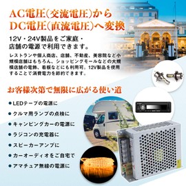 Cure Stabilized Power Supply, Switching Power Supply, AC DC Converter, 24 V, 3A, 72 W, DC Power Converter, Overload Protection, Automatic Cooling, Japanese Instruction Manual Included, Safety Protection Circuit, Automatic Reset, Power Supply