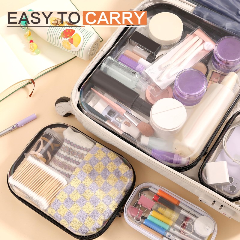 8 Pcs 14.2in Clear Hard Shell Zipper Case Set, 4S/2M/2L