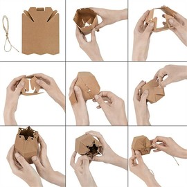 AIMALL 50Pcs Xmas Candy Gift Box Bag Pillow Favor Kraft Paper Gift Favour Wedding Party with Elegant Design