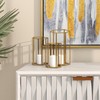 CosmoLiving by Cosmopolitan Glass Decorative Candle Lantern with Metal Plate,