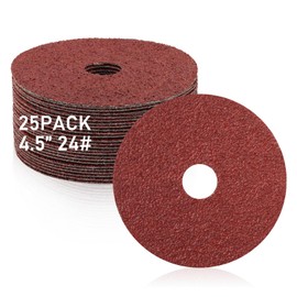 ZORUNNA 25 Pcs 4-1/2'' Sanding Disc for Angle Grinder, Zirconia Resin Fiber 24 Grit Sanding Disc with 7/8'' Arbor for Grinding, Blending, Finishing, and Polishing.