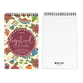 Inkdotpot Floral Perpetual Calendar, Important Dates to Remember- 6x9 Monthly and Daily Wall Hanging Journal for Special Days- Birthdays- Anniversaries Book Birthday Gift Planner Organizer