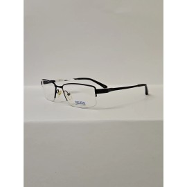 Robert Mitchel Eyeglasses Frames RM 1009 BK Black Rectangular Half Rim 54-17-140