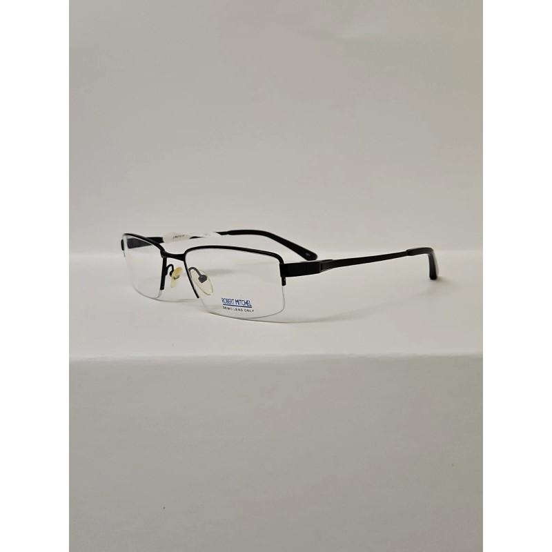 Robert Mitchel Eyeglasses Frames RM 1009 BK Black Rectangular Half