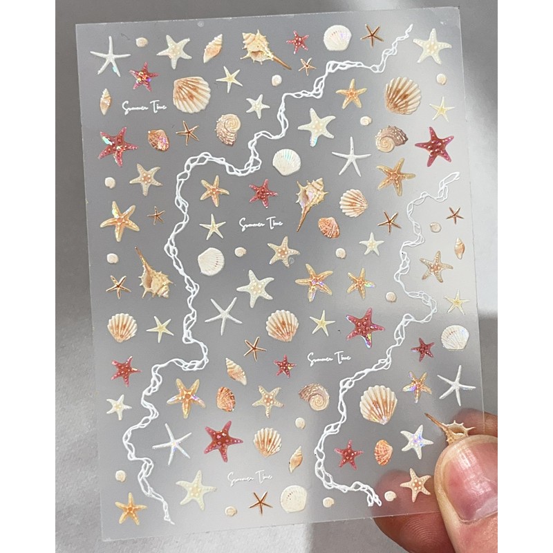 3D Nail Stickers Orange Shell Relief, Easy-to-Apply Nail Art with