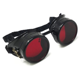 Steampunk Victorian Goggles Rave Glasses, Sleek and Stylish Industrial, Rose red Lenses