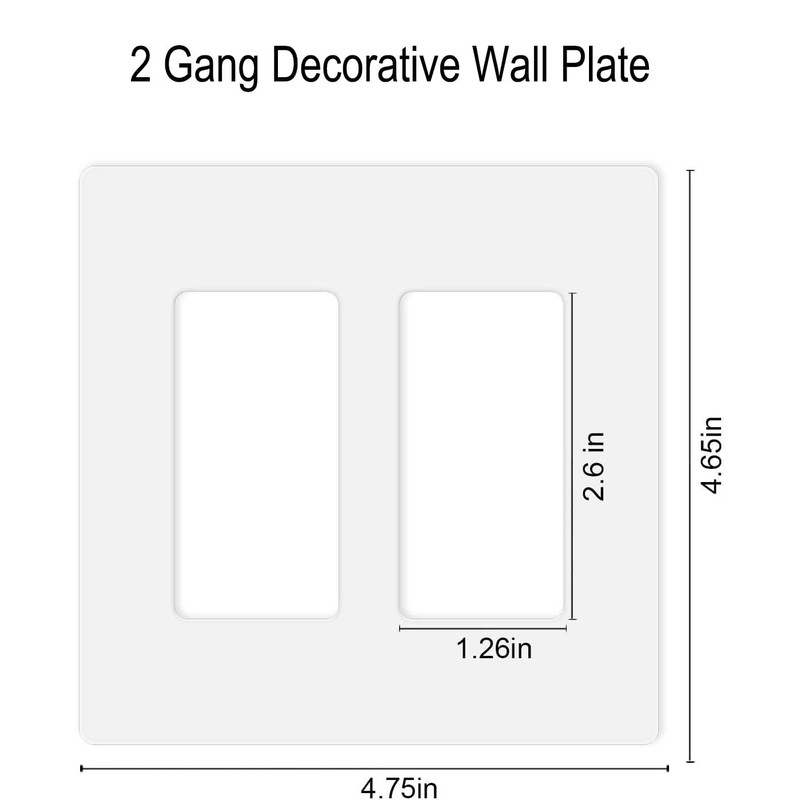 Screwless Decora Wall Plates 2-Gang Decora Switch Outlet Electrical Cover