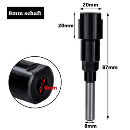 Bestgle Extension Collet Cutter 8 mm Cutter Collet Extension Chuck Woodworking Round Shank Cutter Extensions Collet for Trimming Engraving Machine Black