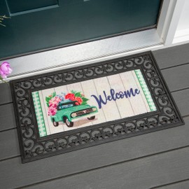 Evergreen Sassafras Spring Flower Delivery Interchangeable Entrance Doormat | Indoor and Outdoor | 22-inches x 10-inches | Non-Slip Backing | All-Season | Low Profile | Home Décor