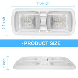 Miady 12V RV Led Interior Lights 750 Lumens, 12 Volt LED Ceiling Double Dome Light with Switch for Car/Trailer/Camper/Boat, Natural White 4000-4500K, 60X2835SMD, Pack of 1