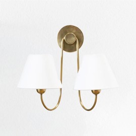 Generic Double Swoop Sconce, Wainwright Double Swoop Sconce Model-2024, 17.5"" w x 9.5"" d x 14"" h (Brass)
