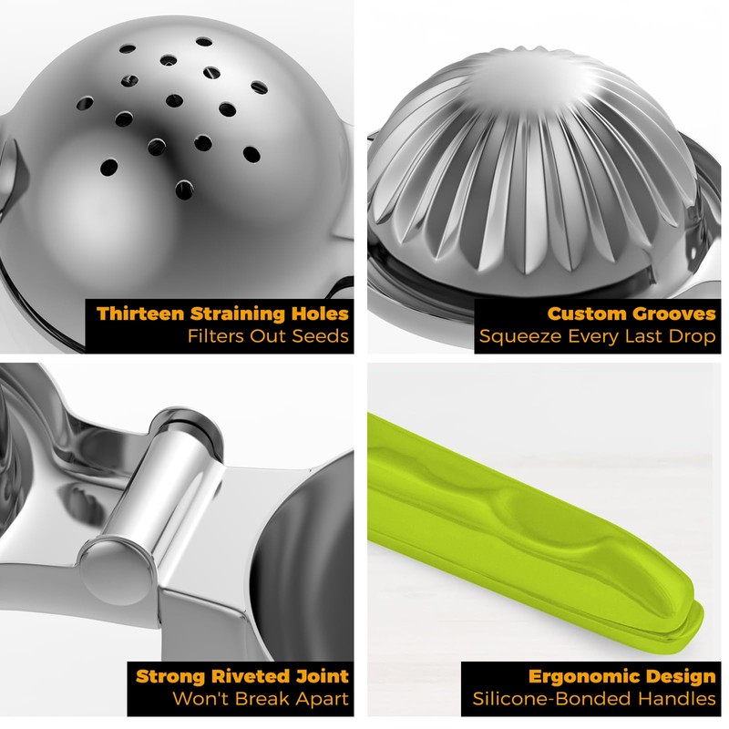 RCMo Lemon Squeezer 304 Stainless Steel Large Metal Manual Citrus