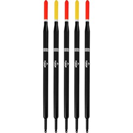 Storfisk fishing & more Set of 5 or 10 fishing floats, trout floats made of balsa wood, black with eyelet, tip in signal colour, weight: 1.5 g, piece: 5 pieces