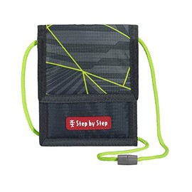 Step by Step Dark Cat Chic Neck Pouch with Window Zip Coin Pocket Key Attachment Neck Bag for 1st to 4th Grade Green/Black, Dark Cat Chiko - Black/Green