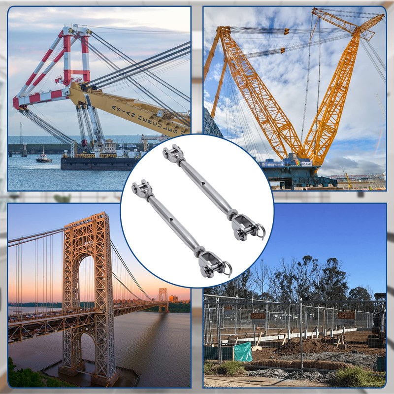 suiwotin 2個 5/16インチ (M8) ターンバックル ステンレススチール ジョーとジョー ターンバックル リギングスクリュー、クローズドボディターンバックルジョー マリングレード用