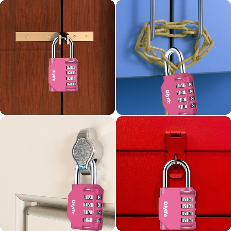 Diyife 2 Pack 4 Digit Combination Code Lock, Padlock, Resettable