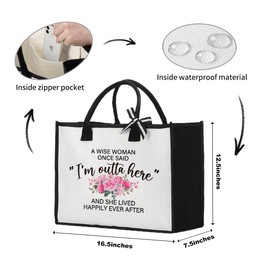 Sldpngo Retirement Gift for Woman, Funny Retired Gifts for Women Christmas Mothers Day Birthday, Reusable Canvas Tote Bags for Women, Retirement Party Decorations Tote Bag