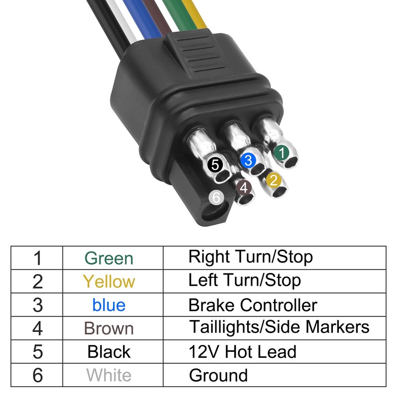XMSJSIY 6 Way Square Trailer Wire Adapter Extension Cable 6-Pin