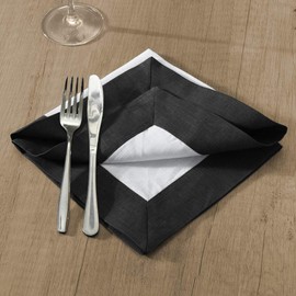 Simple&Opulence 100% Linen Basic Cloth Napkin 18x18inch Set of 4 for Dinner,Parties,Picnic,Tailored with Border