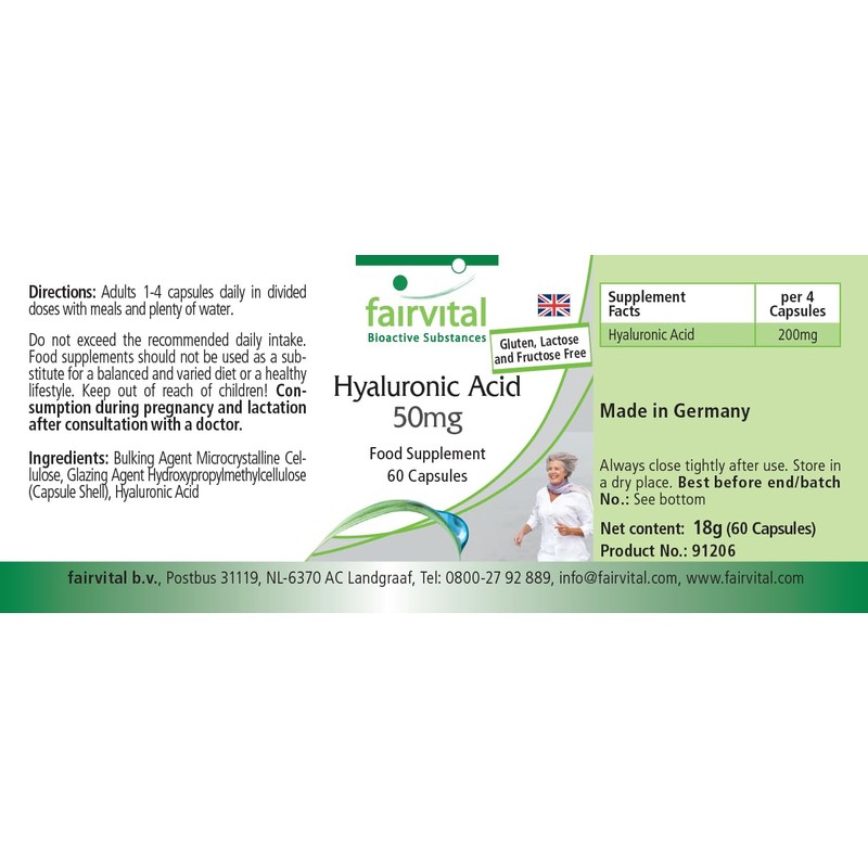 Hyaluronic Acid 50 mg - Vegan - 60 Capsules