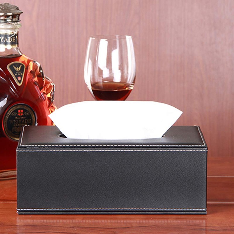 /N Rectangular PU Leather Tissue Box Napkin Holder, Used in