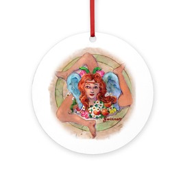 CafePress Sicilian Trinacria Round 4" MDF Holiday Ornament