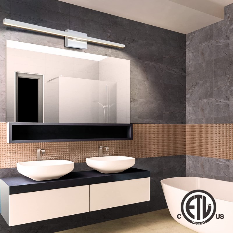 VOLISUN Modern Over Mirror Chrome Bar Vanity Light - Dimmable