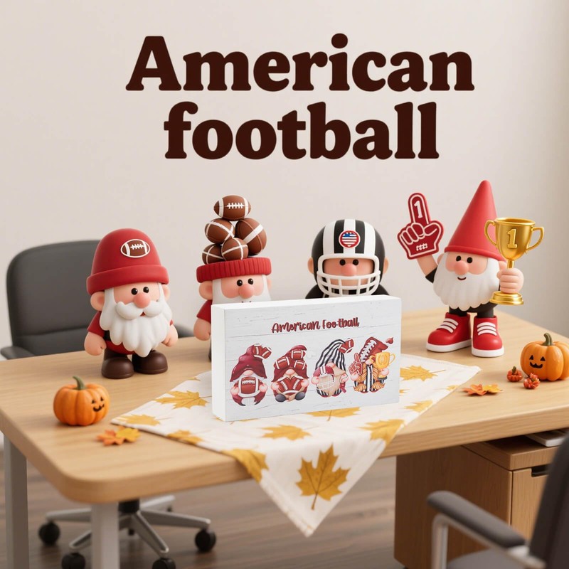American Football Home Office Desk Decor - Funny Rustic Football